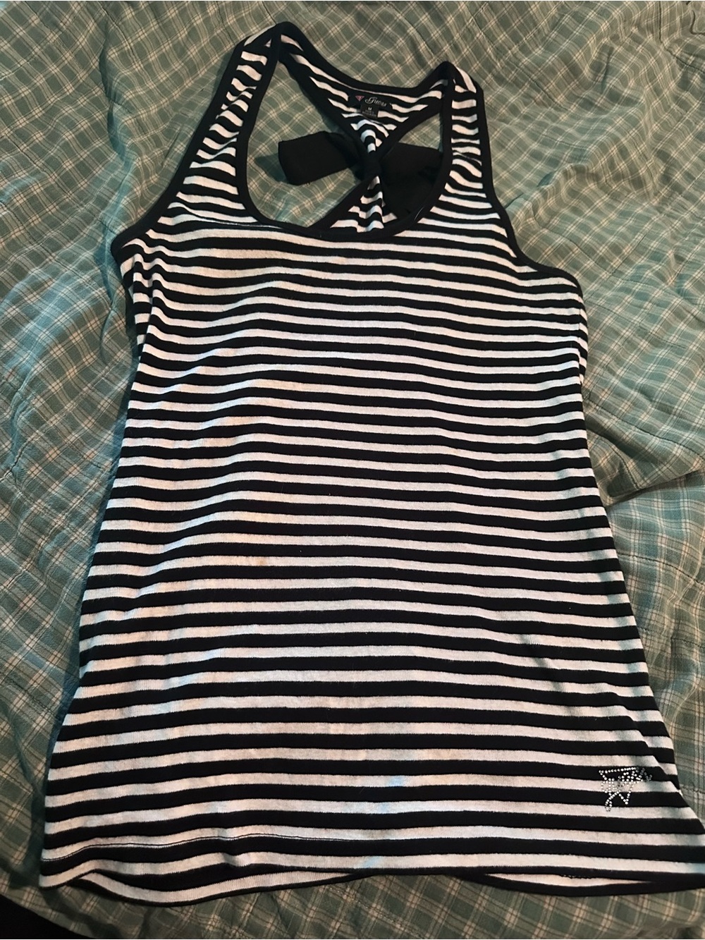 Guess Striped Black & White Tank Top